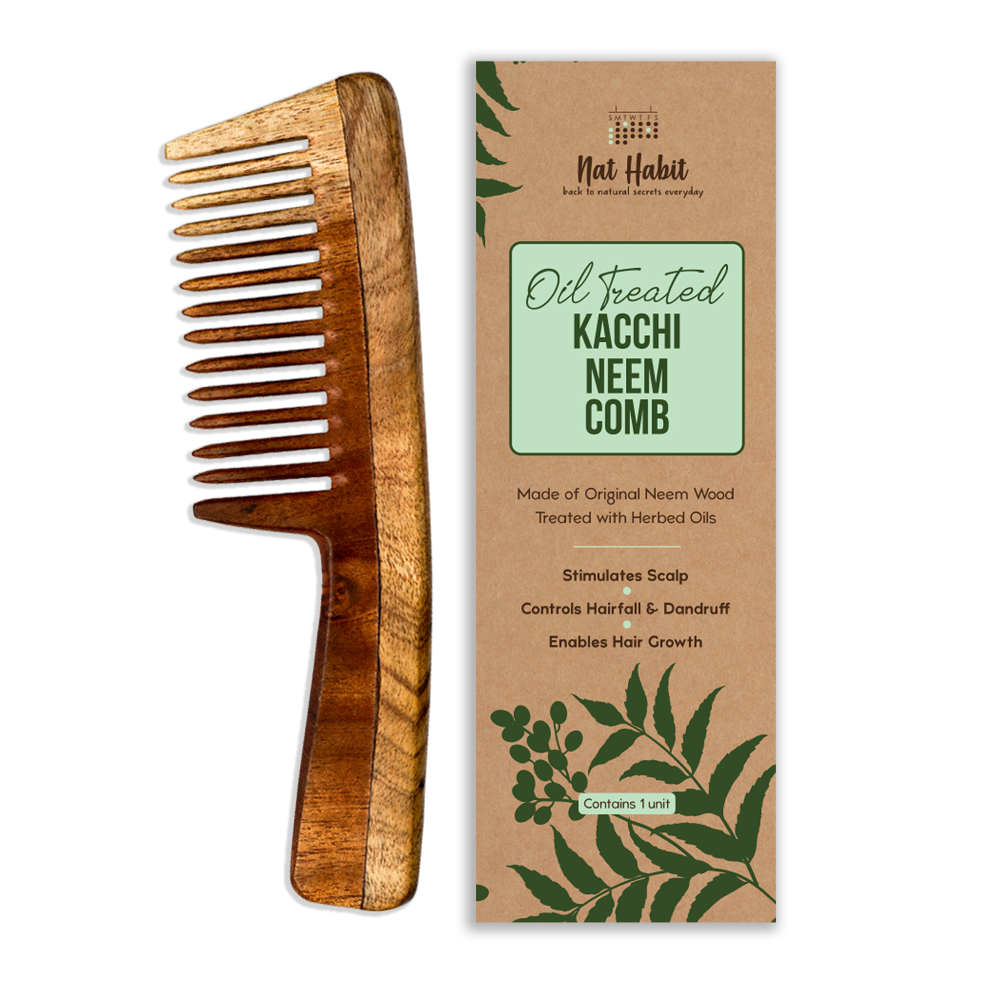 Kacchi Neem Comb (Wide Tooth)