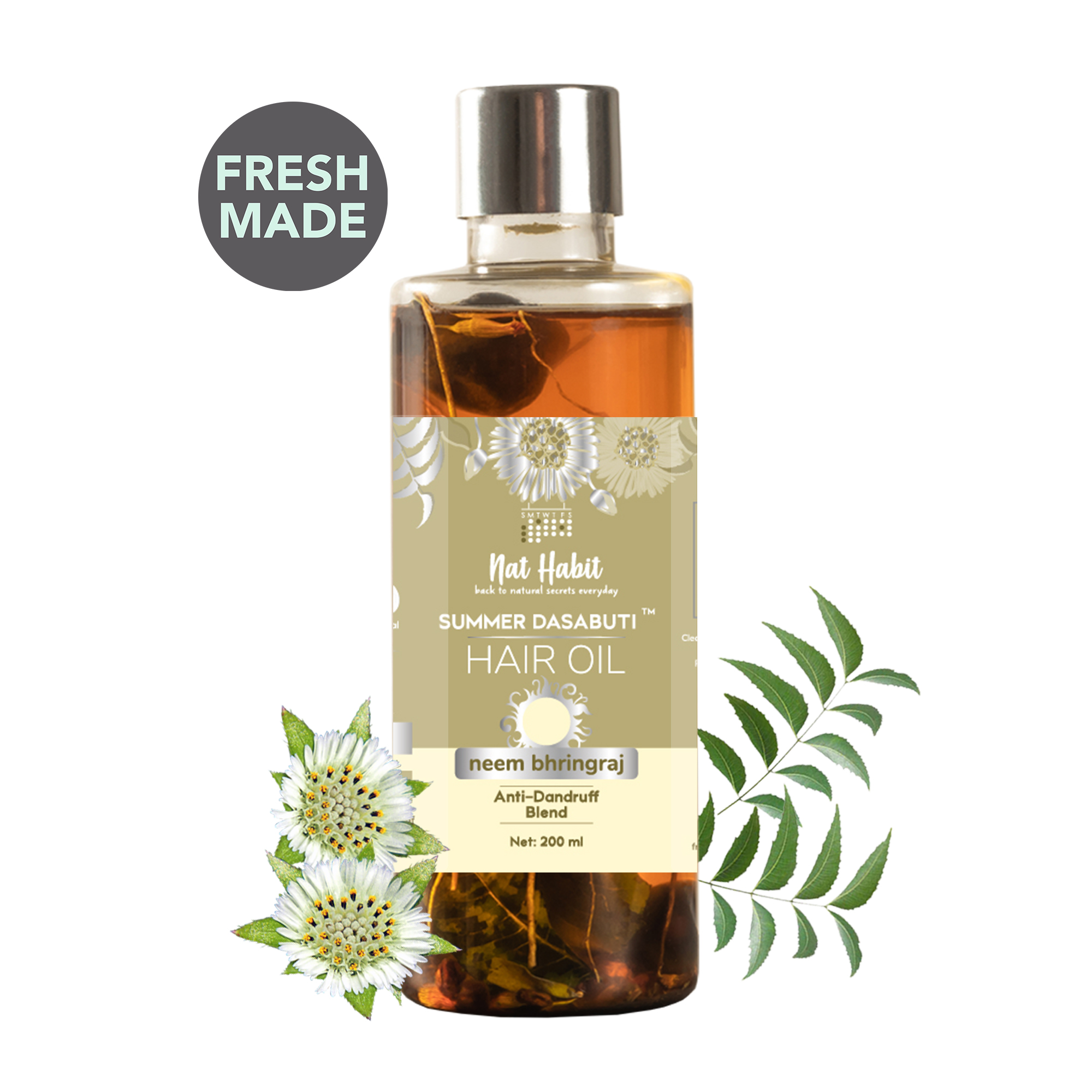 Neem Bhringraj Anti Dandruff Summer Dasabuti Hair Oil - 200 ml