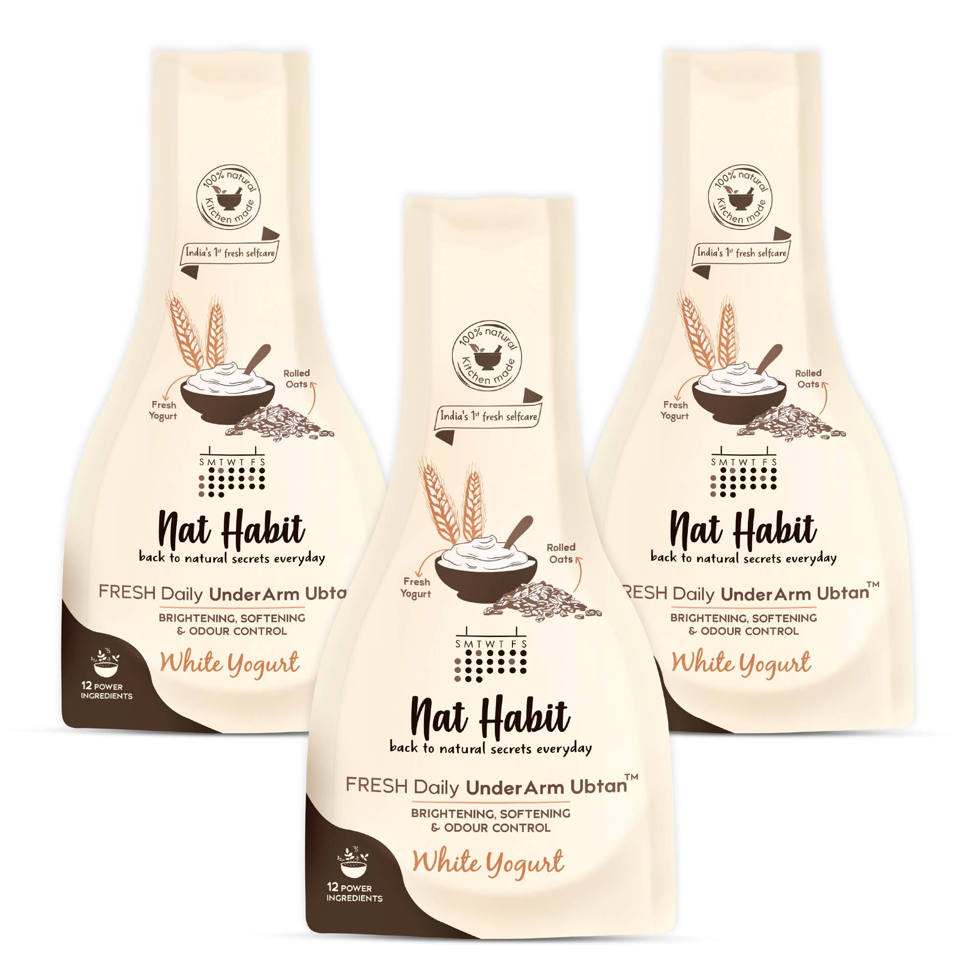 White Yogurt UnderArm Ubtan - Pack of 3, 40 gm