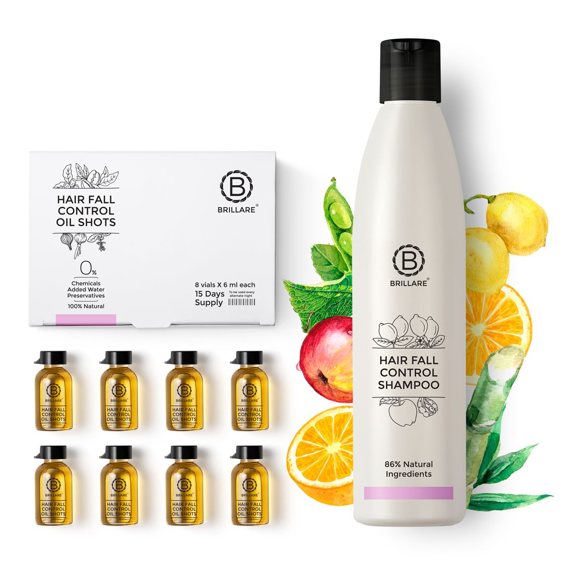 Brillare: Hair Fall Control Shampoo + Oil Shots Combo Brillare: Hair Fall Control Shampoo + Oil Shots Combo