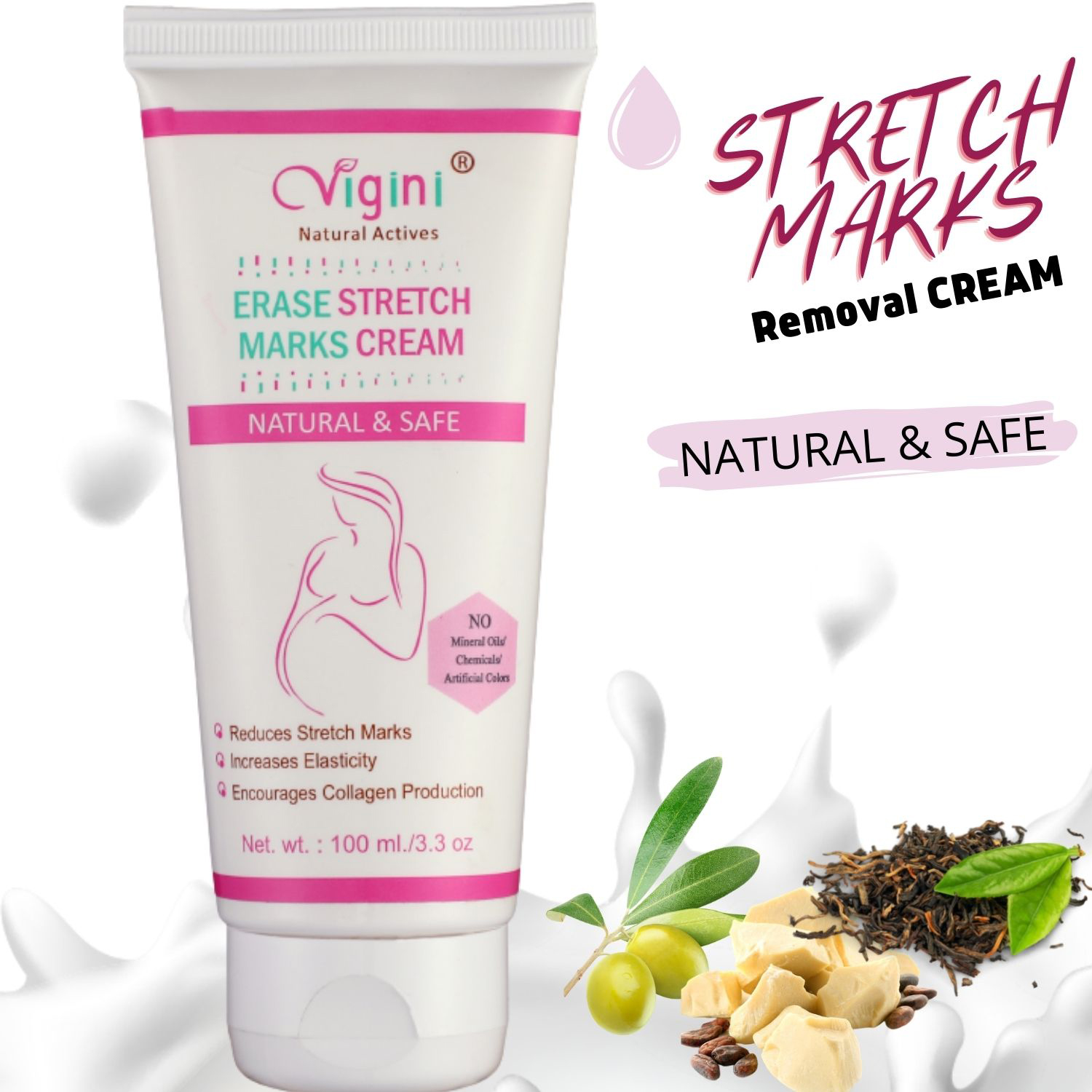 Vigini 100 Natural Actives Erase Stretch Marks Removal Oil Cream 100gm