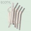 Ecotyl: Stainless Steel Straw Bent with Cleaning Brush | Reusable Straws | Set of 4