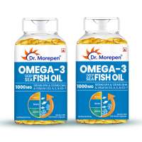 Dr. Morepen: Omega 3 Deep Sea Fish oil for Heart, Brain & Joints, 1000 mg Omega with 300 mg DHA with Vitamin A, D3, E & K27 | 60 Softgel Pack of 2