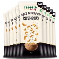 Fabeato: Munch on the Go Snack Premium Salt and Pepper Cashews, Crunchy - (25g x 10)
