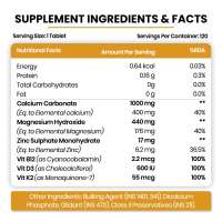 Vlado's Himalayan Organics: Calcium Magnesium Zinc Vitamin D3 & B12- 120 Vegetarian Tablets