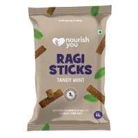 Nourish You: Organic Millet Snack - Ragi Sticks( Chips ) - Tangy Mint Flavour - Healthy Snacks ,  Gluten free -60gm