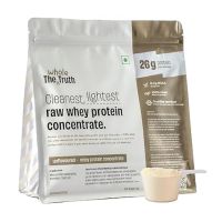 The Whole Truth: Whey Protein Concentrate Unflavoured 1 kg (2.2 lbs)  26g Protein per scoop  6.4g BCAA  100% Authentic Whey & No Adulteration  Clean and Light  Muscle Building  Vegetarian