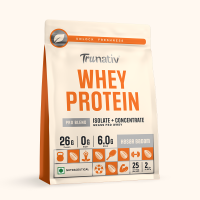 TruNativ: Whey protein powder | Blend with Isolate and Concentrate | 26g Protein | 6g BCAA | No added Sugar| Kesar Badam (907g / 2lbs)