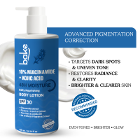 Bake Cosmetics: 10% Niacinamide + Kojic Acid Body Lotion with SPF 30 for Pigmentation, Skin Brightening & Smooth Texture | 48H Hydration 300ml