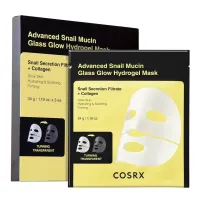 COSRX: Advanced Snail Mucin Glass Glow Hydrogel Mask | Hydrating & Brightening | Korean Skincare | 34gm x 3EA