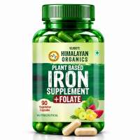 Vlado's Himalayan Organics: Plant Based Iron Supplement with Folate | Blood Builder | Whole Food | 90 Veg Capsules