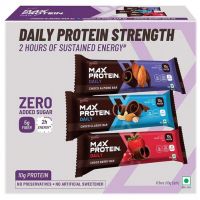 RiteBite Max Protein: Daily Assorted Energy Bars - Choco Classic - 2, Choco Almond - 2, Choco Berry - 2 [Pack of 6] - 300gm