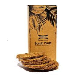 GOLI SODA: Natural Coconut Coir Round Stitched Dishwashing Scrub Pads - Pack of 6 Scrubs