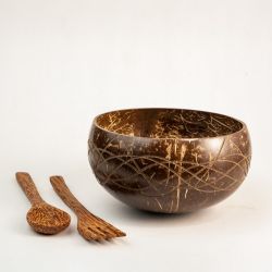 Thenga: Wave Jumbo Coconut Bowl with Spoon & Fork