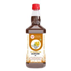 Indic Wisdom: Wood Pressed Mustard Oil 1 Liter (Cold Pressed Mustard Oil - Extracted on Wooden Churner)