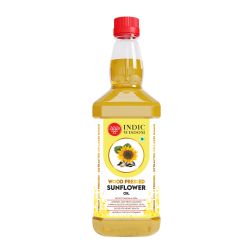 Indic Wisdom: Wood Pressed Sunflower Oil 1 liter (Cold Pressed Sunflower Oil - Extracted on Wooden Churner)