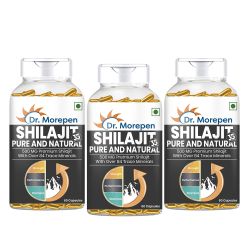 Dr. Morepen: Shilajit Capsules for Strength, Stamina, Vigour & Vitality - 60 Capsules Pack of 3