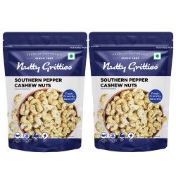 Nutty Gritties: Southern Pepper Cashews & Thai Chilli Blend Combo - 400g (2 Pack of 200g each)
