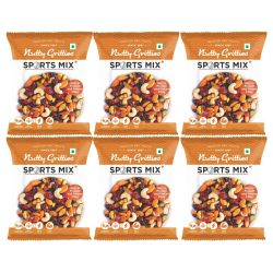 Nutty Gritties: Sports Mix, Roasted Almonds, Cashews, Pistachios, Dried Blueberries, Cranberries and Raisins - 180g (6 Pack of 30g each)
