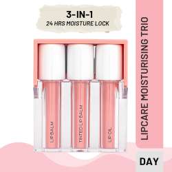 Flurth: 3-in-1 Korean Lip Moisturizing Trio - Day  I Vegan & Clean Ingredients I Lip Balm, Tinted Lip Balm & Lip Oil
