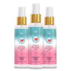 SETU: Organic Rose Water/Gulab Jal Spray -100 ML(Pack of 3) |Premium Face Mist, Toner for Brighter and Hydrated Skin |Oil-Control & Makeup remover| Zero alcochol, Paraben free and No artificial flavor