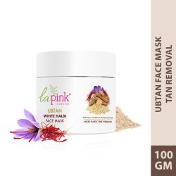 La Pink: Ubtan White Haldi Face Pack Mask with 100% Microplastic Free Formula Blemish, Pigmentation, Dark Spot & Tan Removal | All Skin Types | 100g