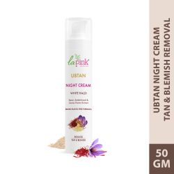 La Pink: Ubtan White Haldi Night Cream with 100% Microplastic Free Formula for Blemish, Pigmentation, Dark Spot & Tan Removal | All Skin Type | 50g