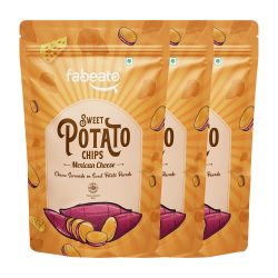 Fabeato: Mexican Cheese Sweet Potato Chips,Vacuum Fried, Vegetable Chips - (Pack of 3 X 40g)