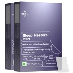 SETU: Sleep Restore Melatonin 5mg - 30 Orally Dissolving Strips (Pack of 2) | Plant Based 5 mg Melatonin | Promotes Relaxation & Sleep, Eases Jet Lag Strain, Non-Habit Forming | Tasty Mint Flavor