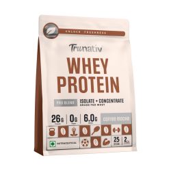 TruNativ: Whey protein powder | Blend with Isolate and Concentrate | 26g Protein | 6g BCAA | No added Sugar| Coffee Mocha (907g / 2lbs)