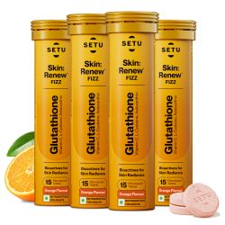 SETU: Skin Renew - 60 Effervescent Tablets | Glutathione With Vitamin C, Gluta Fizz, Supports Detoxification, Sugar-Free | Orange Flavour