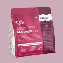 The Whole Truth: Whey Protein Isolate+Concentrate  Light Cocoa 1 kg (2.2 lbs)  24g Protein/Scoop  6.6g BCAA  100% Authentic Whey & No Adulteration  Clean, Light & Easy to Digest