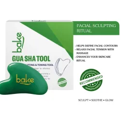 Bake Cosmetics: Jade Gua Sha Tool for Facial Massage, Glowing Skin, Stress Relief, Wrinkle Reduction & Dark Circles-1 Pc