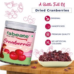 Fabeato: Premium Dried Cranberries 250g - Cranberry, Healthy Snack for kids and adults - Sweet Sliced Cranberries Rich in Antioxidants & Fiber - No Preservatives