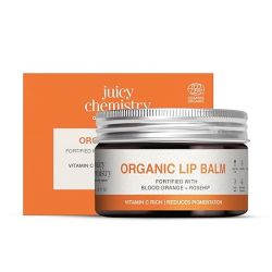 Juicy Chemistry: Blood Orange & Rosehip Lip Balm, 5 g | Enriched with Natural Ceramides to Hydrate, Moisturise & Reduce Pigmentation | Formulated with Organic Castor Oil, Jojoba Oil and Vitamin E to Soothe Dry & Chapped Lips for Soft, Healthy Lips | For Men and Women | C