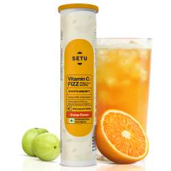 SETU: Setu Vitamin C: Fizz (15 Effervescent Tablets) | Supplements for Women & Men | Antioxidant-Rich to Helps Boost Immunity in Adults With Vitamin C Complex, Amla & Zinc (Orange)