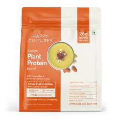 Happy Cultures: 26g Tastiest Plant Protein| Kesar Pista, Almond Chunks & Ashwagandha (KSM 66)- 505g
