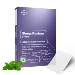 SETU: Sleep Restore Melatonin 5mg - 30 Orally Dissolving Strips (Pack of 1) | Plant Based 5 mg Melatonin | Promotes Relaxation & Sleep, Eases Jet Lag Strain, Non-Habit Forming | Tasty Mint Flavor