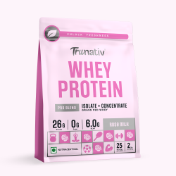 TruNativ: Whey protein powder | Blend with Isolate and Concentrate | 26g Protein | 6g BCAA | No added Sugar |Rose Milk (907g / 2lbs)
