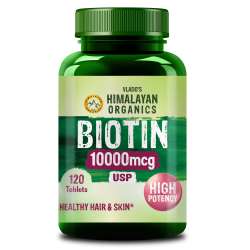 Vlado's Himalayan Organics: Biotin 10000Mcg High Potency For Healthy Hair And Skin - 120 Tablets