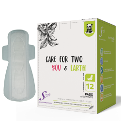 Saathi: Compostable Bamboo Sanitary Pads XXL ( 350MM)   Pack of 12 X 1 - 12 Pads (Overnight)