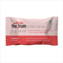 The Whole Truth: Protein Bars - Cranberry - Pack of 6 (6 X 52G) - No Added Sugar - All Natural