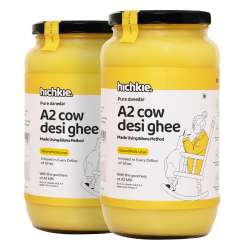 Hichkie: A2 Cow Desi Ghee| Bilona Method | Curd-Churned | Lab Tested |2 x1000ml | Pack of 2