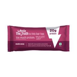 The Whole Truth: High Protein Double Cocoa 20g Protein Bar - Pack of 5 x 67g each - No Preservatives - No Artificial Flavours - All Natural
