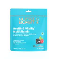 NUTRIBURST: Health & Vitality Gummies with Multi Vitamins A, B, C, D, E & Biotin No-Added Sugar Mixed Berry Flavor 100% Vegetarian 10 Gummy