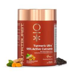 NUTRIBURST: Turmeric Ultra Gummies with 95% Active Curcumin & Black Pepper Gummies for Weight Loss Management Anti-Inflammation, Anti-Oxidant & Joint Health Management 150gm