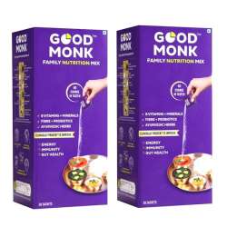 Good Monk: Family Nutrition Mix: Clinically Proven to improve Energy, Immunity & Gut Health | 60 Sachets