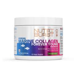 NUTRIBURST: Korean Marine Collagen Peptides Supplement for Skin, Hair, Nails & Joints | Clinically Proven Ingredient | High Absorption 8 gms Collagen, Pineapple 100gm