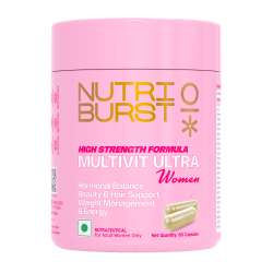 NUTRIBURST: Multivitamin Ultra Tablets for Women | High Strength US Formulated | Supports Hair Growth, Skin Health, Energy & Hormonal Balance | 60+ Vitamins & Minerals | Veg Supplement | 60 Count  | 160gm