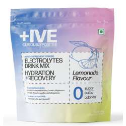 Curiously +IVE: Electrolytes Drink Mix - Lemonade Flavour Pack - 80gm (4gm x 20 Sachet)| Zero Sugar, Zero Carbs, Zero Calories | Hydration + Recovery Supplement